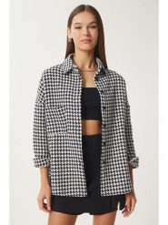 Happiness Istanbul Kurtka koszulowa w kolorze czarno-białym rozmiar: 40. Białe kurtki Happiness Istanbul, bez wzorów, bez kaptura. Za 78.99 zł.