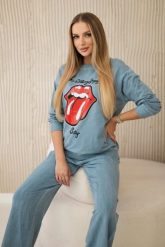 Komplet bawełniany dekatyzowany z nadrukiem bluza + spodnie jeansowy. Bluzy Włoski, l, bez wzorów, z bawełny, bez kaptura. Za 539.47 zł.