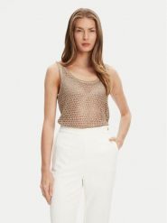 Guess Top W5YR29 Z37G0 Beżowy Regular Fit. Brązowe topy Guess, xxl, z aplikacjami, z syntetyku, bez kołnierzyka, bez ramiączek. Za 219.99 zł.