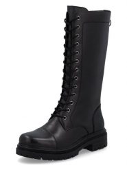 Rieker Skórzane kozaki w kolorze czarnym rozmiar: 40. Czarne kozaki Rieker, na zimę, bez wzorów, z materiału, bez obcasa, bez zapięcia. Za 292.20 zł.