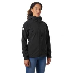 Damska kurtka z kapturem Helly Hansen paramount softshel. Czarne kurtki przejściowe sportowe Helly Hansen, xl, bez wzorów, z softshellu, z kapturem, trekkingowe. W wyprzedaży za 595.85 zł.