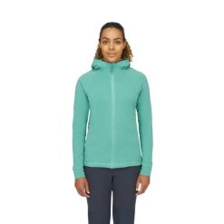Bluza z kapturem damska Rab Nexus Hoody rozpinana. Zielone bluzy RAB, bez wzorów, bez ramiączek, z kapturem. Za 314.99 zł.