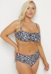 Czarne Bikini Biustonosz z Wiązaniem i Majtki Figi ze Ściągaczami Uloselia. Czarne bikini Born2be, w ażurowe wzory. Za 89.99 zł.
