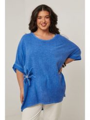 Curvy Lady Bluzka w kolorze niebieskim rozmiar: 44/46. Niebieskie bluzki Curvy Lady, z aplikacjami, klasyczne, bez kołnierzyka, bez ramiączek. Za 153.71 zł.