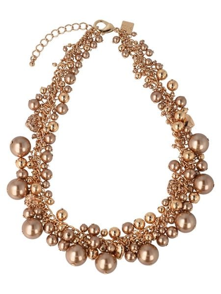 Otazu Pozłacany naszyjnik z perłami - dł. 41 cm rozmiar: onesize. Brązowe naszyjniki Otazu, z materiału, z perłą, pozłacane. Za 404.99 zł.