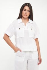 Koszula damska z krótkim rękawem AERONAUTICA MILITARE. Koszule Aeronautica Militare, xl, bez wzorów, bez kołnierzyka, bez ramiączek. Za 669.00 zł.