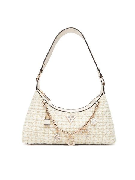 Guess Torebka Everlee HWAT86 79180 Beżowy. Brązowe torebki klasyczne Guess, z aplikacjami, z materiału, bez dodatków. Za 409.99 zł.