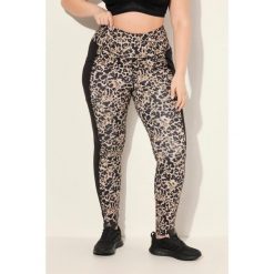 Damskie Legginsy sportowe szybkoschnące wzór w panterkę z recyklingu. Brązowe legginsy Ulla Popken, bez wzorów, z materiału, sportowe. Za 244.99 zł.