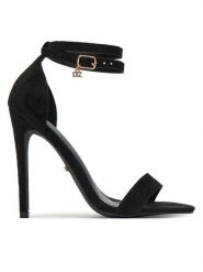 DeeZee Sandały LB0607-1 Czarny. Czarne sandały DeeZee, bez wzorów, z materiału, bez obcasa, na szpilce, bez zapięcia. Za 139.99 zł.