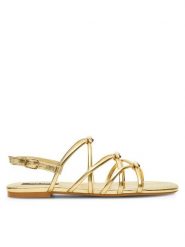 Nine West Sandały 123AL1737 Złoty. Żółte sandały Nine West, bez wzorów, ze skóry, bez obcasa, na płaskiej podeszwie, bez zapięcia. Za 199.99 zł.