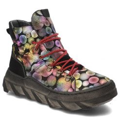 Kolorowe Botki Maciejka Eleganckie Obuwie Damskie. Czerwone botki Maciejka, bez wzorów, z materiału, eleganckie, bez obcasa, bez zapięcia. Za 449.00 zł.