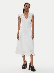 TWINSET Sukienka letnia 241TT2330 Biały Regular Fit. Białe sukienki Twinset, bez wzorów, ze lnu, bez kołnierzyka, bez ramiączek. Za 2,869.00 zł.