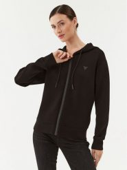 Guess Bluza V3RQ11 K7UW2 Czarny Regular Fit. Czarne bluzy Guess, xl, z aplikacjami, z wiskozy, bez kaptura. Za 239.99 zł.