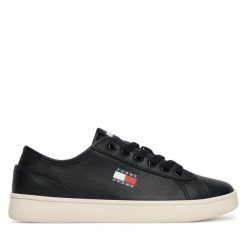 Tenisówki Tommy Jeans. Czarne trampki Tommy Jeans, bez wzorów, z jeansu, bez zapięcia. Za 269.99 zł.