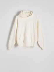 Bluza z kapturem - złamana biel. Bluzy Reserved, l, bez wzorów, z bawełny, z kapturem. W wyprzedaży za 59.99 zł.