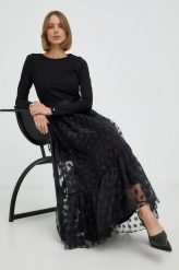 Nissa sukienka kolor czarny maxi rozkloszowana. Czarne sukienki Nissa, bez wzorów, bez kołnierzyka, bez ramiączek, maxi, dopasowane. Za 1,599.90 zł.