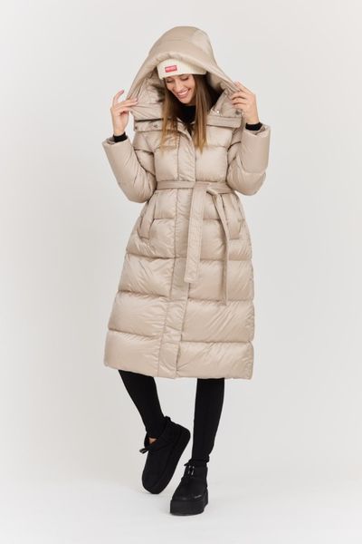 HETREGO Beżowy damski puchowy płaszcz Karen Woman Quilted Coat, Rozmiar 40 EU - 44 IT. Brązowe płaszcze HETREGO, uniwersalny, bez wzorów, z poliamidu, eleganckie, bez kaptura. W wyprzedaży za 1,596.99 zł.