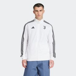 Kurtka dresowa piłkarska ADIDAS Juventus. Białe kurtki adidas, m, bez wzorów, z dresówki, sportowe, bez kaptura. Za 339.99 zł.