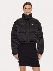 Tommy Jeans Kurtka puchowa Satin DW0DW18292 Czarny Regular Fit. Czarne kurtki Tommy Jeans, xl, bez wzorów, z jeansu, bez kaptura. Za 479.99 zł.