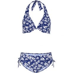 Bikini na fiszbinach (2 części) bonprix ciemnoniebieski z nadrukiem. Niebieskie bikini bonprix, bez wzorów. Za 59.99 zł.