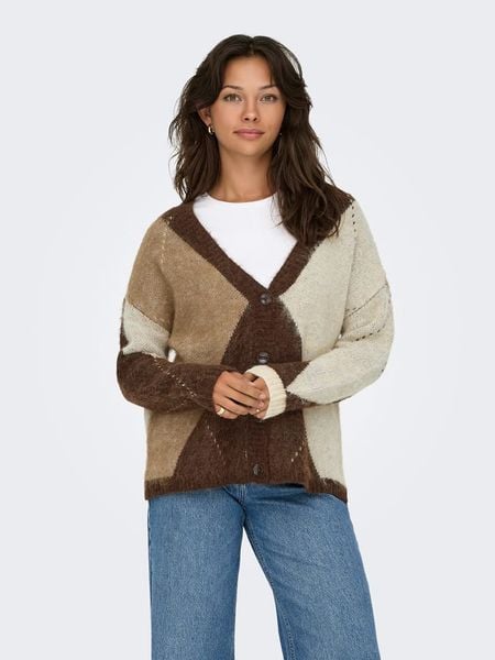 ONLY Kardigan w kolorze brązowo-beżowym rozmiar: XS. Brązowe swetry ONLY, xs, bez wzorów, z wełny, bez ramiączek. Za 100.52 zł.