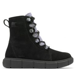 Botki Sorel. Czarne botki Sorel, bez wzorów, bez obcasa, na płaskiej podeszwie, bez zapięcia. Za 469.99 zł.