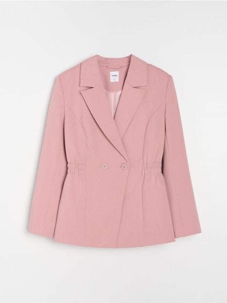 Żakiet z domieszką wiskozy - różowy. Czerwone marynarki i żakiety Sinsay, l, bez wzorów, z wiskozy, bez ramiączek. Za 79.99 zł.