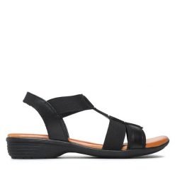 Sandały Go Soft. Czarne sandały GO SOFT, bez wzorów, bez obcasa, na płaskiej podeszwie, bez zapięcia. Za 159.99 zł.