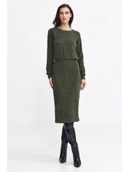 Nife Sukienka w kolorze khaki rozmiar: 40. Brązowe sukienki Nife, bez wzorów, bez kołnierzyka, bez ramiączek, midi. Za 176.08 zł.