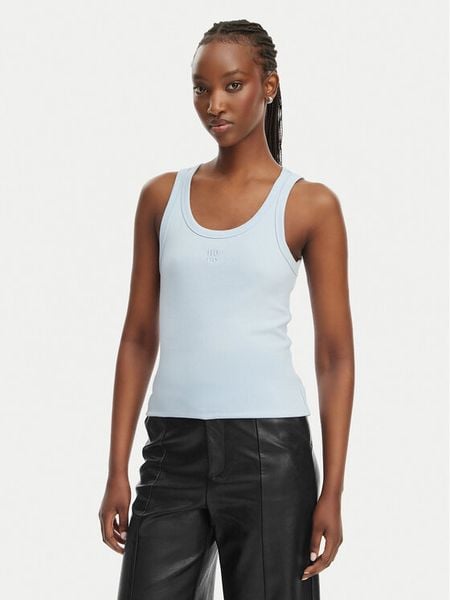 HUGO Top Datamia 50514489 Niebieski Slim Fit. Niebieskie topy Hugo, l, bez wzorów, z bawełny, bez kołnierzyka, bez ramiączek. Za 189.99 zł.