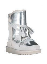 Geographical Norway Kozaki zimowe "Omondor" w kolorze srebrno-szarym rozmiar: 40. Szare kozaki Geographical Norway, na zimę, bez wzorów, z futra, eleganckie, bez obcasa, bez zapięcia. Za 173.99 zł.