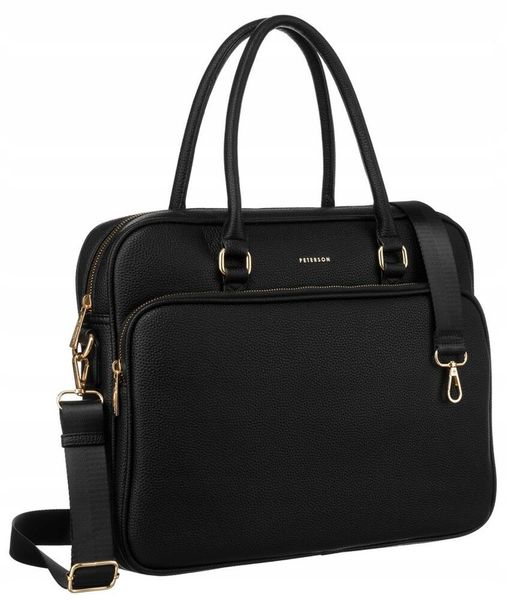 Torba na laptopa Peterson PTN 1101 czarna. Czarne torby na laptopa Peterson, bez wzorów, ze skóry ekologicznej. Za 189.99 zł.