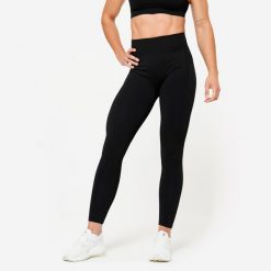 Legginsy fitness damskie Domyos Push Up. Czerwone legginsy DOMYOS, bez wzorów, z elastanu, sportowe. W wyprzedaży za 79.99 zł.