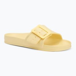 Klapki damskie Ellesse Eloise. Żółte klapki Ellesse, bez wzorów, z materiału, sportowe, bez obcasa, bez zapięcia. Za 52.99 zł.