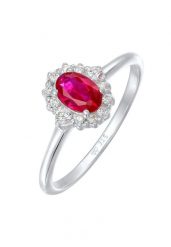 Elli Damski koktajlowy owalny Elegancki z syntetycznym Rubinemem i cyrkonią w srebrze 925 Sterling Silver Pierścionki 1 ct. Szare pierścionki Elli, z cyrkonią, srebrne. Za 283.99 zł.