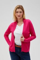 Wiskozowy sweter fuksjowy. Swetry MOODO, l, bez wzorów, z poliamidu, bez ramiączek. Za 99.99 zł.