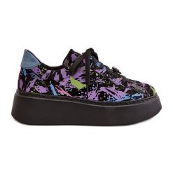 Skórzane Buty Sportowe Na Platformie Maciejka 06191-05 Fioletowe czarne. Czarne buty treningowe z aplikacjami, ze skóry, bez zapięcia. Za 589.68 zł.