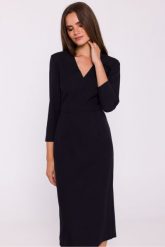 Elegancka sukienka ołówkowa z dekoltem V czarna. Czarne sukienki Stylove, na co dzień, xl, bez wzorów, z elastanu, eleganckie, bez kołnierzyka, bez ramiączek, midi, dopasowane. Za 449.00 zł.