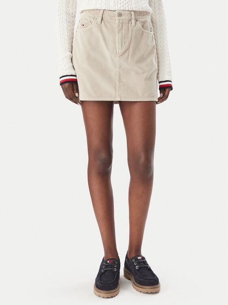 Tommy Jeans Spódnica mini DW0DW23388 Beżowy Regular Fit. Brązowe spódnice Tommy Jeans, xs, bez wzorów, z bawełny, mini. Za 409.99 zł.