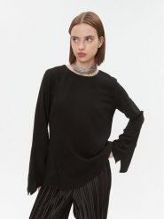DKNY Bluzka UI3T2180 Czarny Regular Fit. Czarne bluzki DKNY, m, bez wzorów, z syntetyku, bez kołnierzyka, bez ramiączek. Za 399.99 zł.