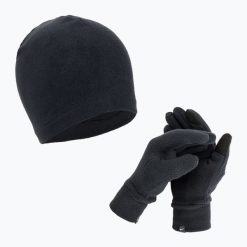 Zestaw czapka + rękawiczki damskie Nike Fleece. Czarne czapki zimowe Nike, bez wzorów. Za 129.99 zł.
