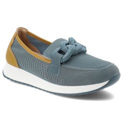 Niebieskie Półbuty S.Barski Modne Obuwie Damskie. Niebieskie półbuty wsuwane S.BARSKI, z aplikacjami, z materiału, eleganckie, bez obcasa. Za 239.00 zł.