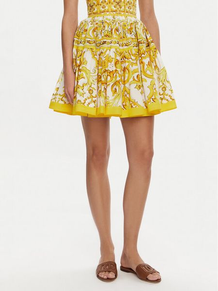 Dolce&Gabbana Spódnica mini F4CB1T HH5DV Żółty Regular Fit. Żółte spódnice Dolce&Gabbana, bez wzorów, z bawełny, mini. Za 3,459.00 zł.
