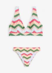 Bikini bustier (2 części) z dekoltem w serek. Zielone bikini bonprix, bez wzorów. Za 117.99 zł.