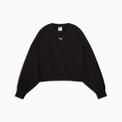 Bluza damska Puma WARDROBE ESS OVER-OVERSIZED TR czarna 62974801 r L. Czarne bluzy Puma, l, bez wzorów, z bawełny, eleganckie, bez ramiączek, bez kaptura. Za 181.33 zł.