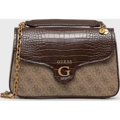 Guess torebka kolor brązowy. Brązowe listonoszki Guess, z aplikacjami, na ramię, bez dodatków. Za 619.99 zł.