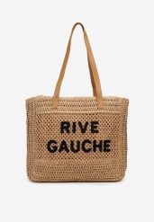 Beżowa Pleciona Torebka Boho z Naszytym Napisem Jusbia. Brązowe torebki klasyczne Renee, bez wzorów, z jeansu, boho, bez dodatków. W wyprzedaży za 68.99 zł.