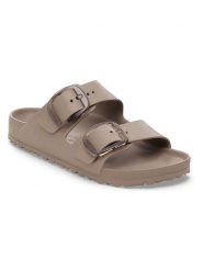 Birkenstock Klapki "Arizona Big Buckle" w kolorze szarobrązowym rozmiar: 41. Brązowe klapki Birkenstock, bez wzorów, klasyczne, z otwartym noskiem, bez obcasa, bez zapięcia. Za 239.95 zł.