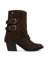 G-STAR Kowbojki CEO-59132-04R Brązowy. Brązowe botki G-Star, bez wzorów, ze skóry, retro, bez obcasa, na słupku, bez zapięcia. Za 399.99 zł.