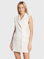 Glamorous Sukienka dzianinowa CK6798 Biały Regular Fit. Białe sukienki Glamorous, bez wzorów, z dzianiny, bez kołnierzyka, bez ramiączek. Za 229.99 zł.